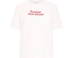 Ichi IHMITTE SS Dames T-shirt - CLOUD DANCER / FIERY RED