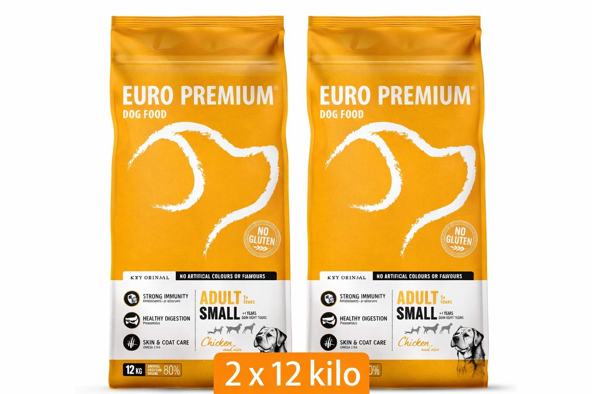 Euro Premium Adult Small Breed Chicken & Rice 2x 12 kg - Hond Voordeelverpakking