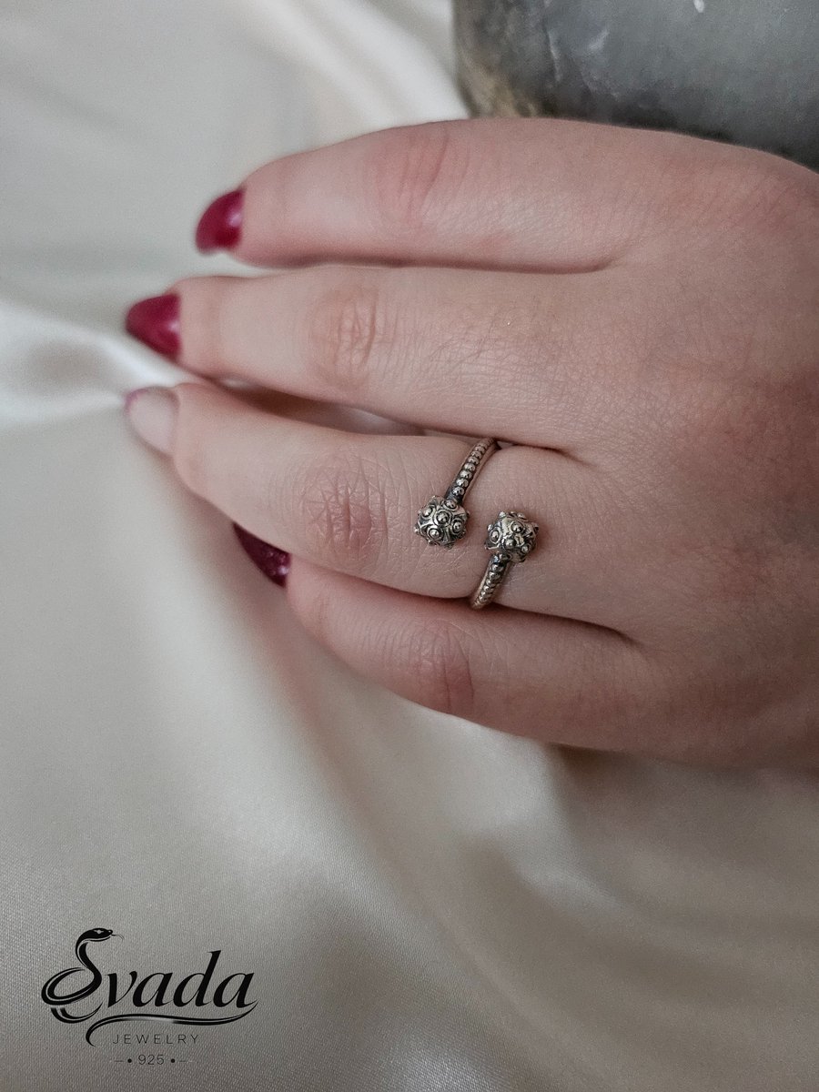Handgemaakte ring dames, 925 sterling zilver ring, verstelbare ring zilver, vintage ring dames, bolletjes ring zilver, klassiek sieraad, cadeau voor haar