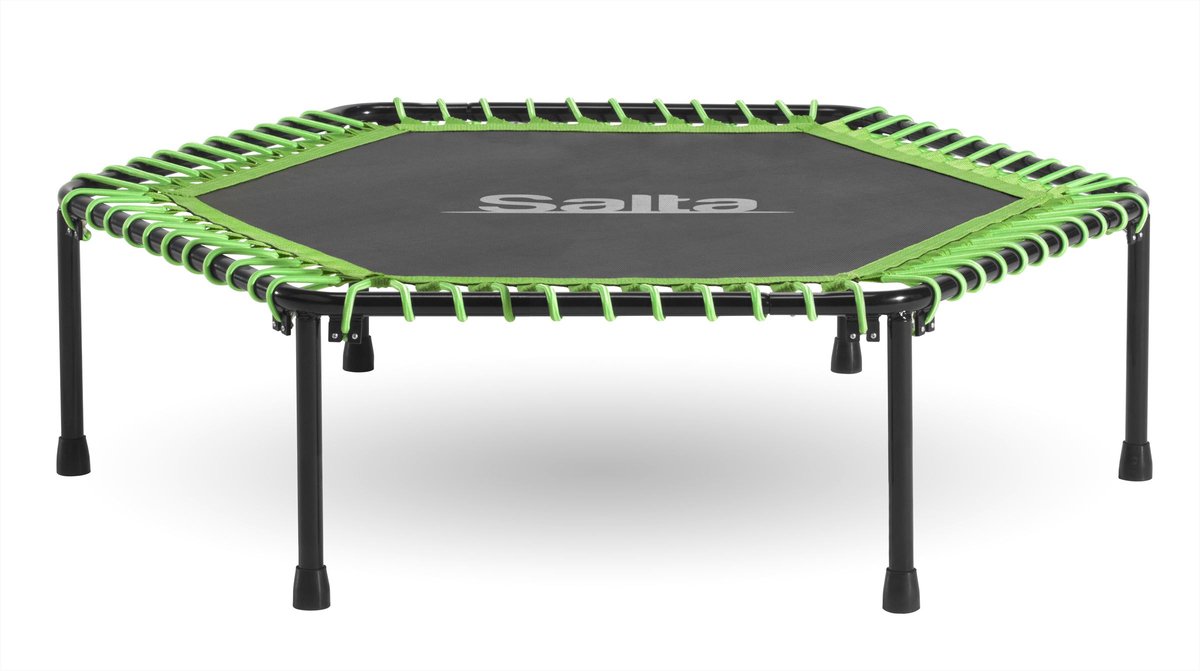Salta Fitness - 128 cm - Belastbaar tot 110 kg - Fitness / sport trampoline met verstelbaar handvat - Elastieken veren, stevig frame - Mini trampoline volwassenen met handgreep in 5 hoogtes - Groen — afbeelding 14