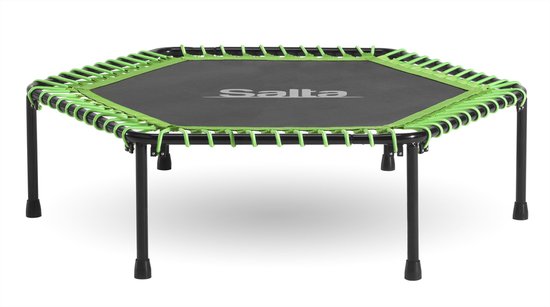 Salta Fitness - 128 cm - Belastbaar tot 110 kg - Fitness / sport trampoline met verstelbaar handvat - Elastieken veren, stevig frame - Mini trampoline volwassenen met handgreep in 5 hoogtes - Groen