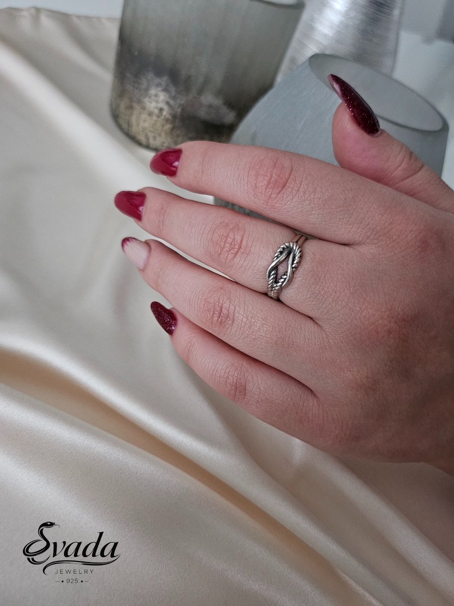 Handgemaakte ring dames, 925 sterling zilver ring, verstelbare ring zilver, knot ring zilver, gedraaide ring, vintage ring dames, cadeau voor haar