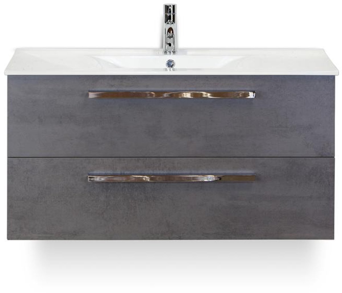 Seville Badmeubelset 100 cm - Beton Antraciet - Keramische Wastafel Wit Enjoy