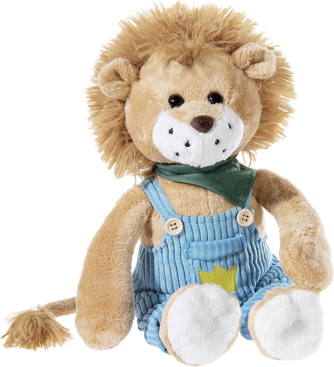 Pluchen Leeuw Knuffel met Tuinbroek en Sjaal - Zacht Speelgoed voor Kinderen