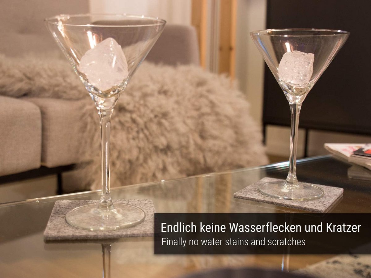 Set van 10 vilt onderzetters 10 cm vierkant - Stijlvol en modern tafelaccessoire