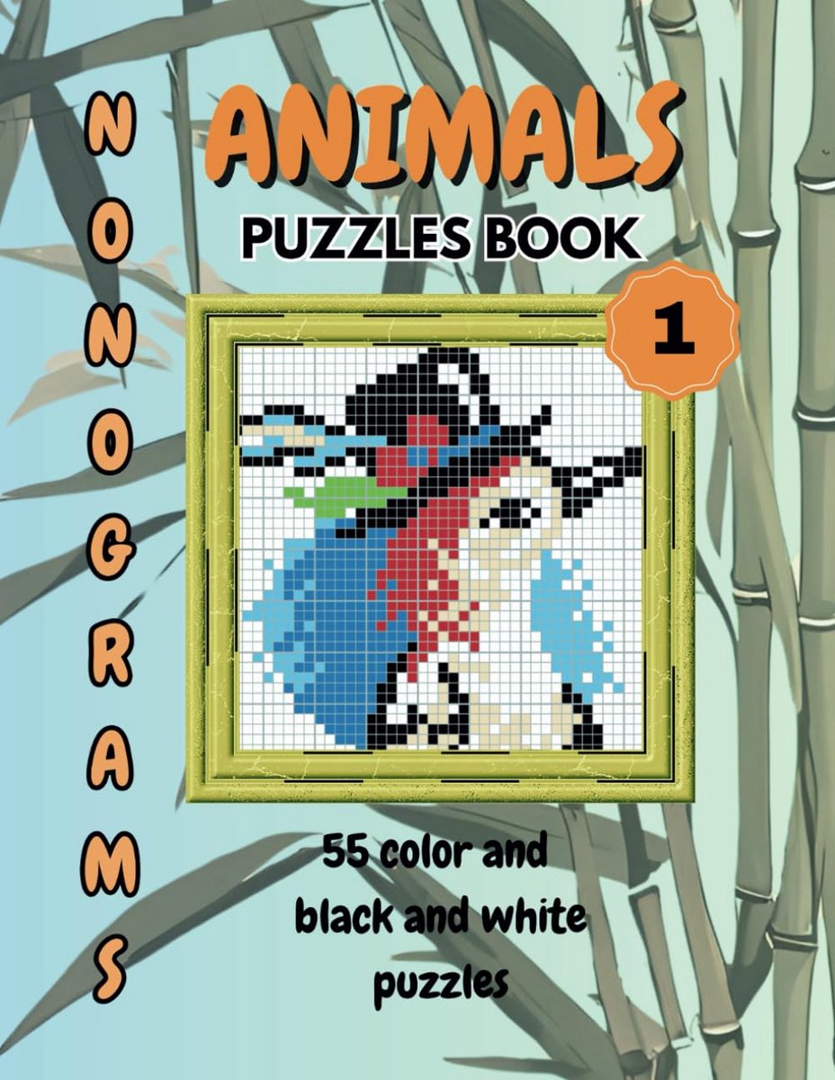 Nonogram Puzzelboek Dieren: 55 Logische Puzzels in Verschillende Groottes (15x15 tot 55x45)