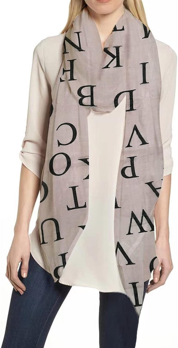 Dames Sjaal met Engelse Letters - Lichtgewicht en Stijlvol Accessoire