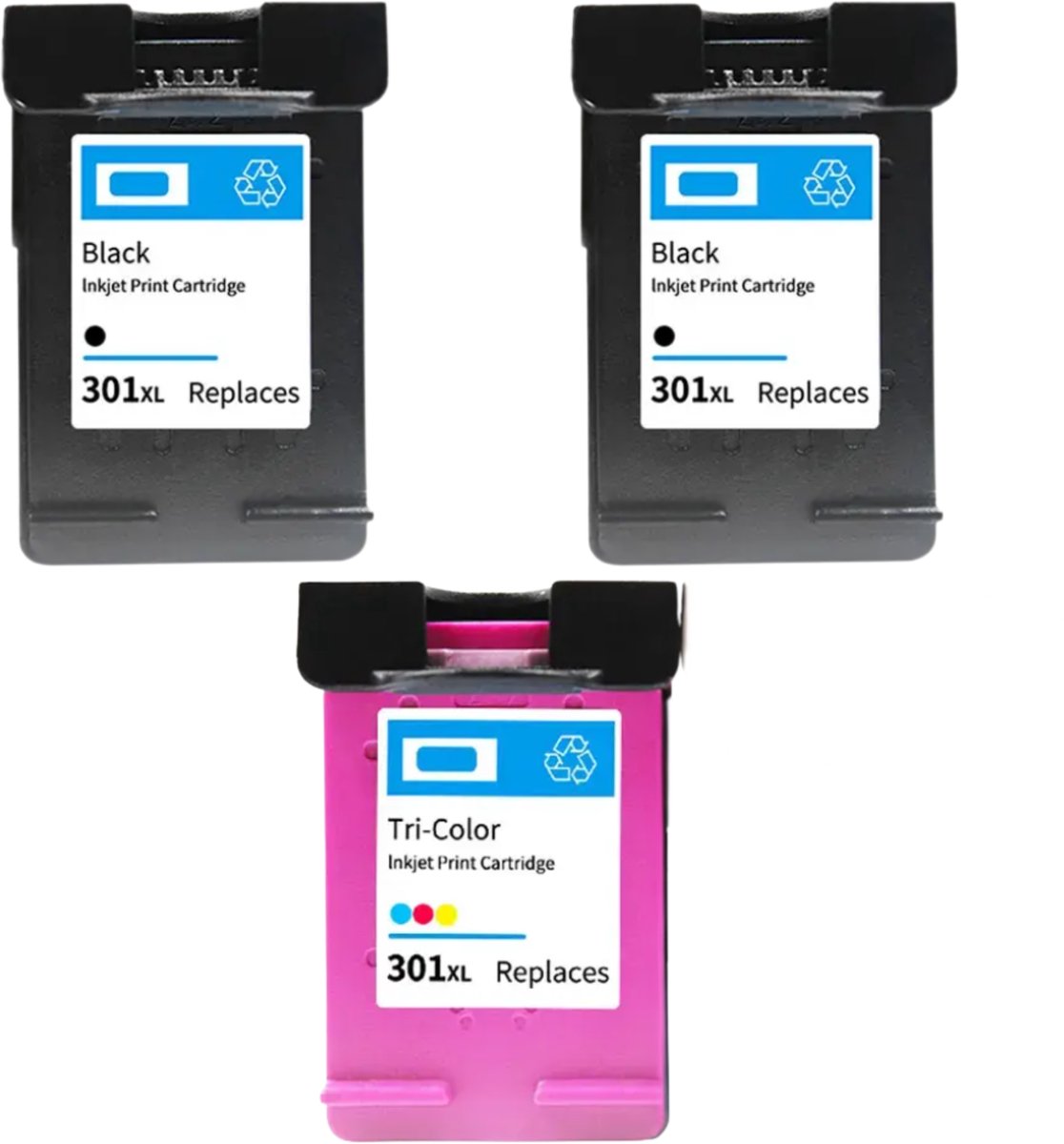 3-pack HP 301XL compatibele inktcartridges (2× Zwart + 1× Kleur) – Hoge capaciteit – Vervangt CH563EE / CH564EE – Voor HP DeskJet, Envy en OfficeJet
