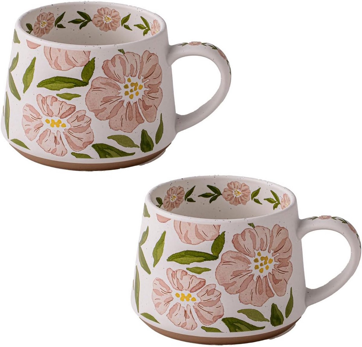 Keramische theemok met bloemenprint - Set van 2 - Geschikt voor magnetron