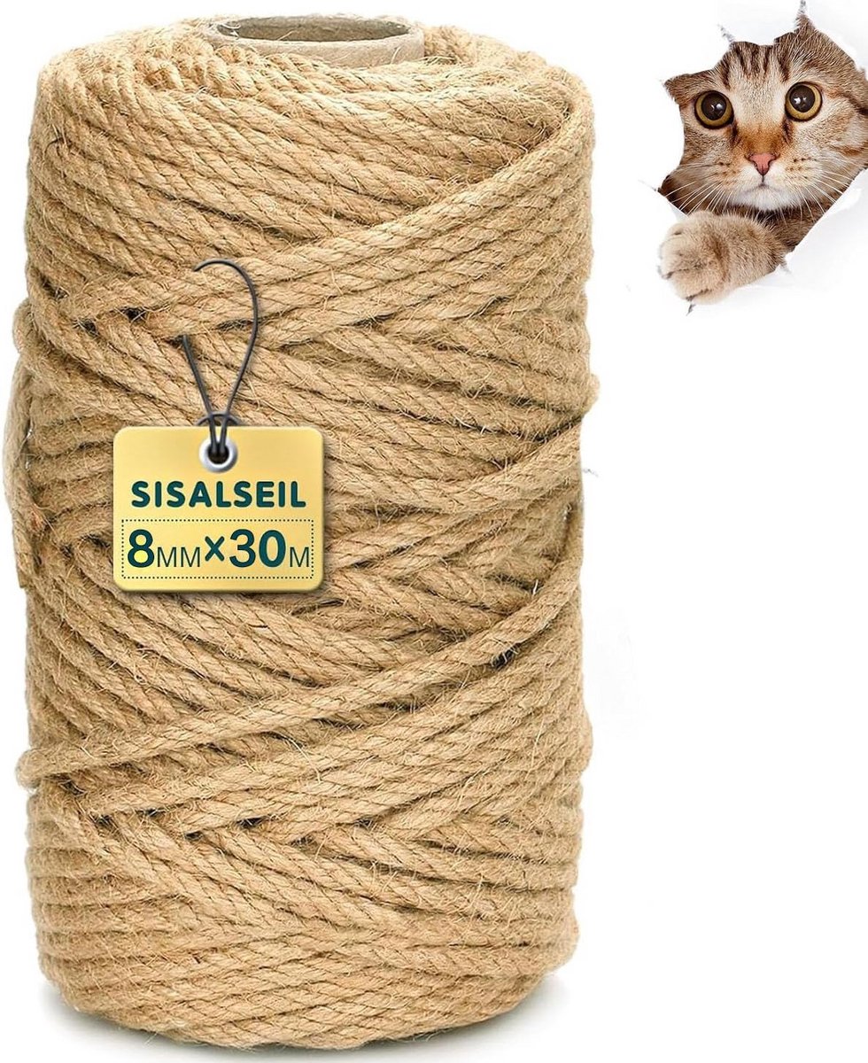 Sterk Sisaltouw 6mm x 60m voor Krabpaal, Klimtouw of Knutselprojecten