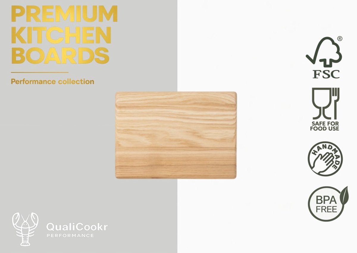 QualiCookr | Eiken Serveerboard 250x180x15MM | Borrelplank | Kaasplank | Tapasplank | Serveerplank | Hapjesplank | Snijplank