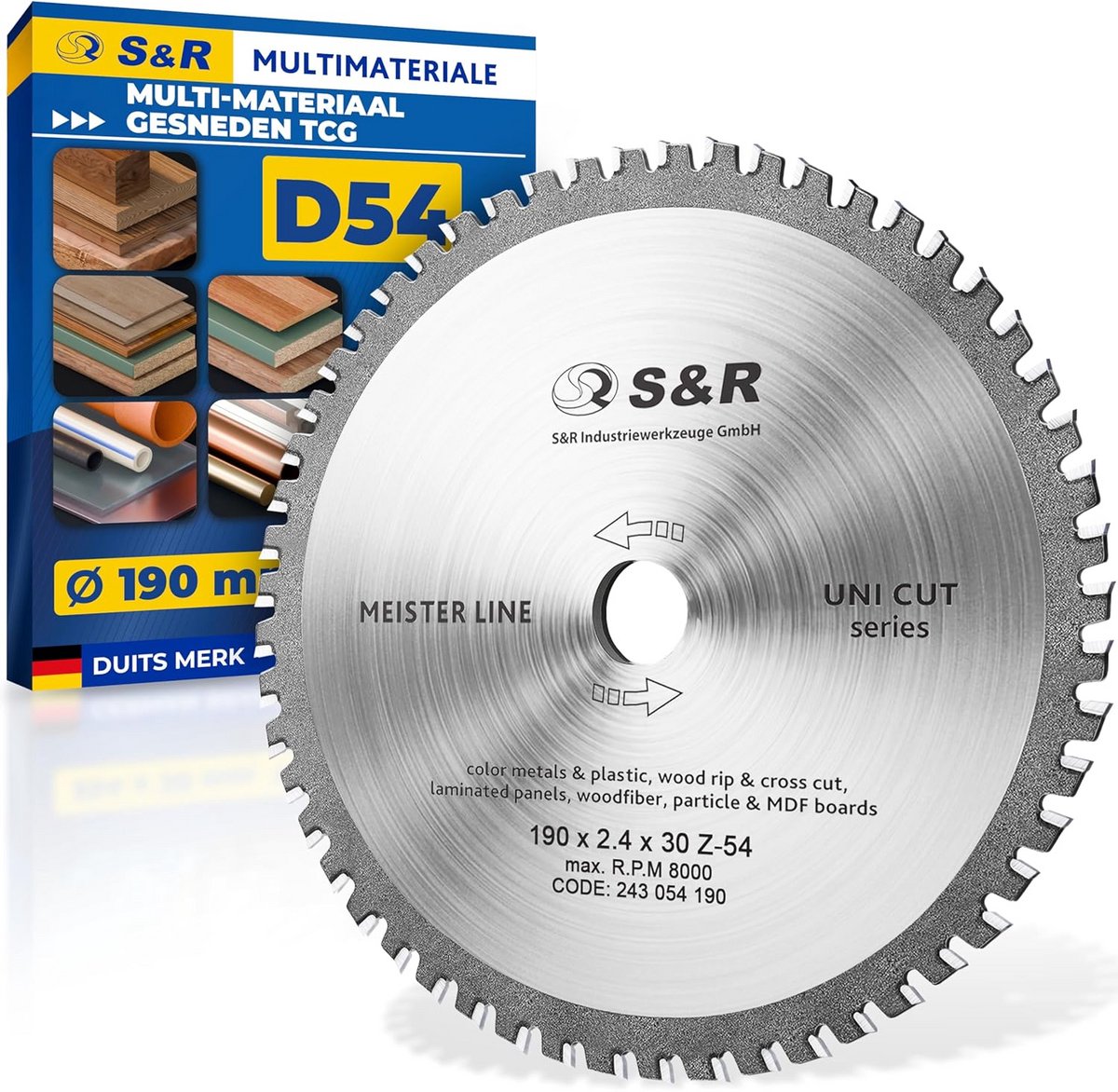 Cirkelzaagblad - Zaagblad Multimateriaal - Materiaal Zagen - 54 Hardmetalen Tanden - 190x30mm - Metaal