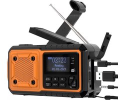 INHEIM® PULSdab+ – Robuuste DAB+ Noodradio | Solar & Dynamo Oplaadbaar | FM/DAB+ | Powerbank & LED-Zaklamp | Noodpakket & Outdoor