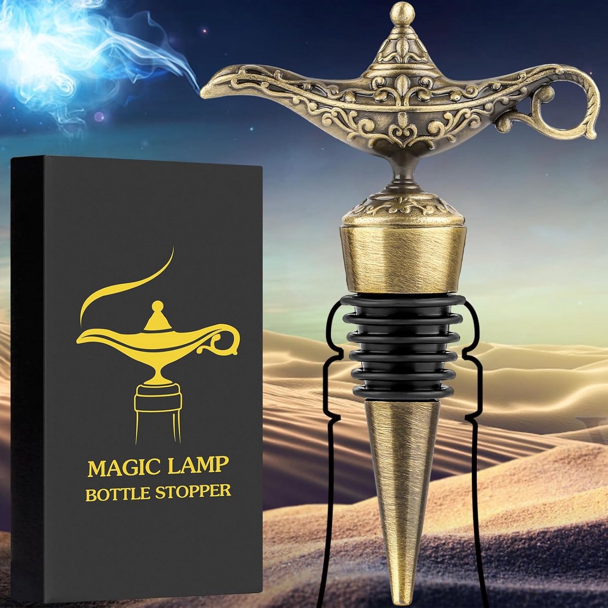 Decoratieve Wijnstopper Magische Lamp - Geschenk voor Vrouwen en Mannen