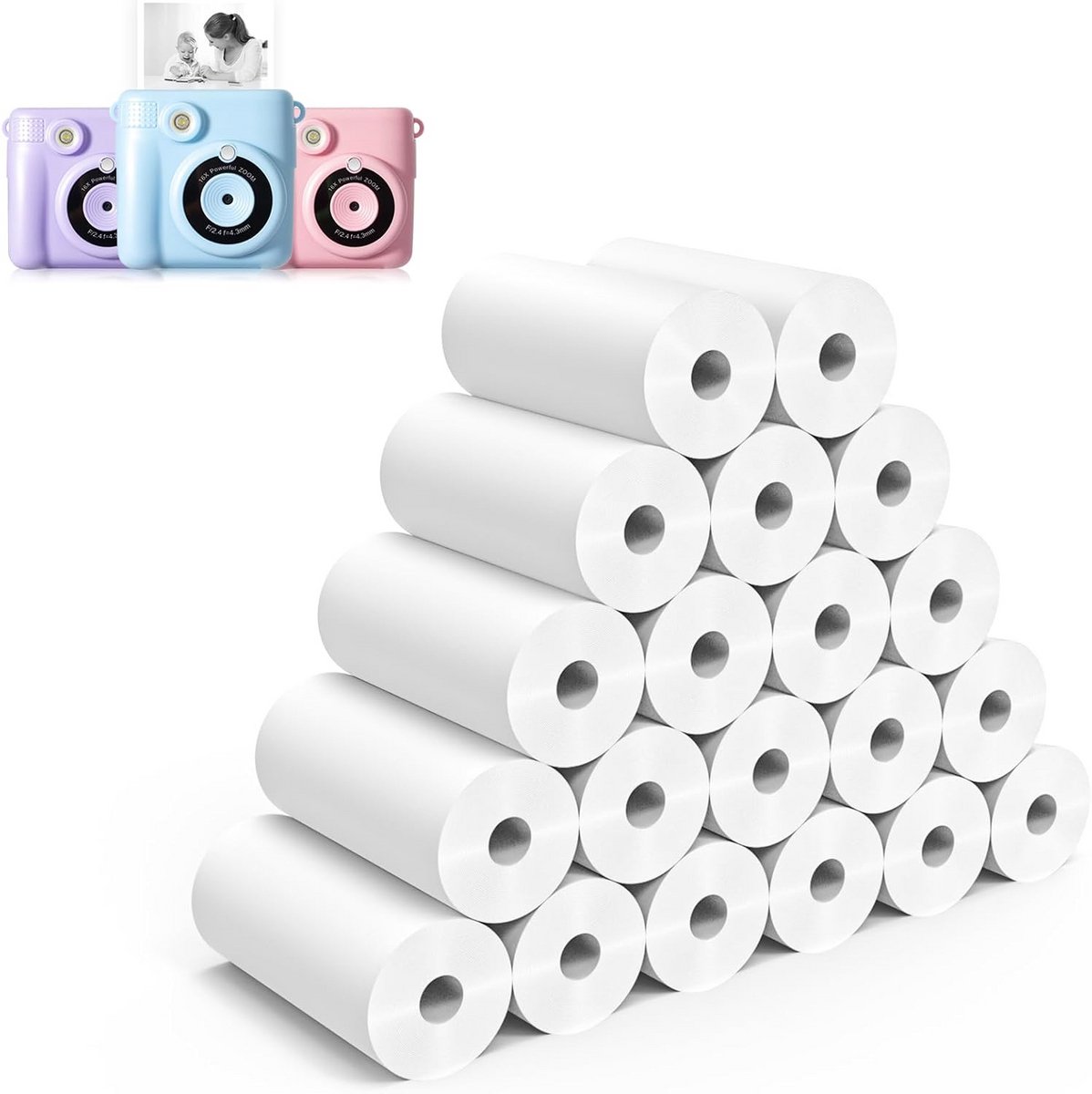 Direct Print Thermisch Papier voor Kinder Camera's - Wit Papier Rolletjes (20 Stuks)