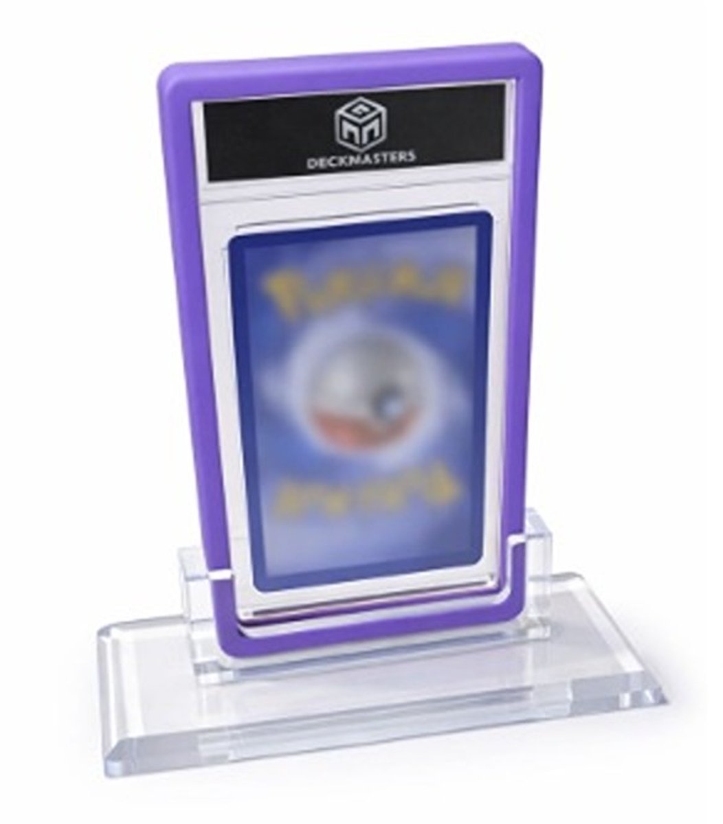 Deckmasters - Acryl Standaard voor PSA Slabs – Inclusief Acryl Slab & Paarse Slab Guard / slab bumper – Kaarthouder voor Trading Cards – slab beschermer – PSA display