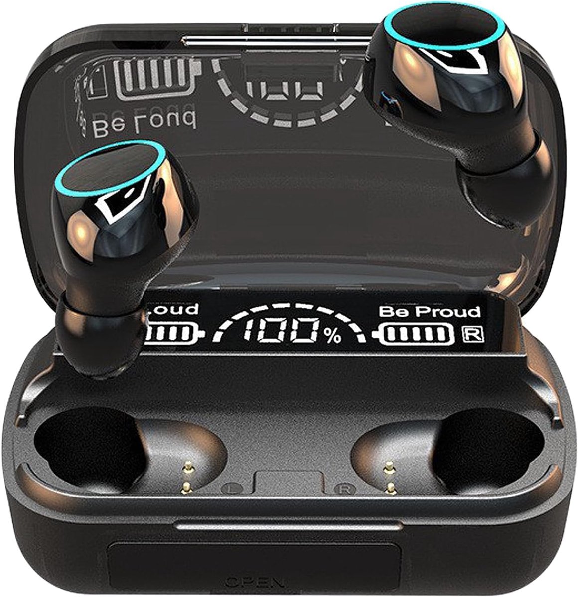 Bluetooth 5.3 Draadloze Oordopjes, Lange Afspeeltijd, Touchbesturing Ruisonderdrukking, IPX7 Waterdicht Mini In-ear Oordopjes met Microfoon, Compatibel met iOS & Android