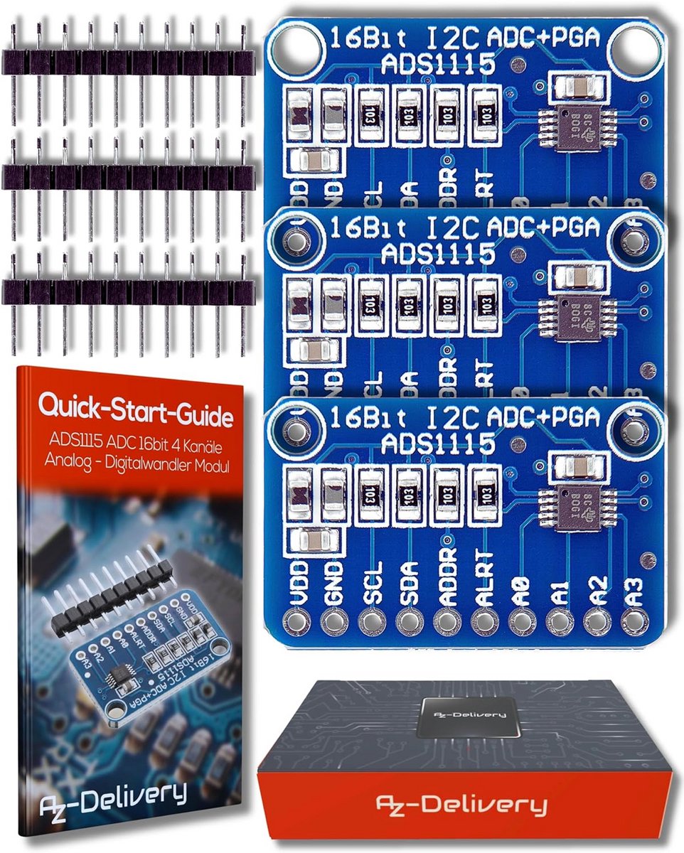 3x 16-bit 4 Kanaals Analoge naar Digitale Converter (ADC) Module voor Arduino & Raspberry Pi met I2C