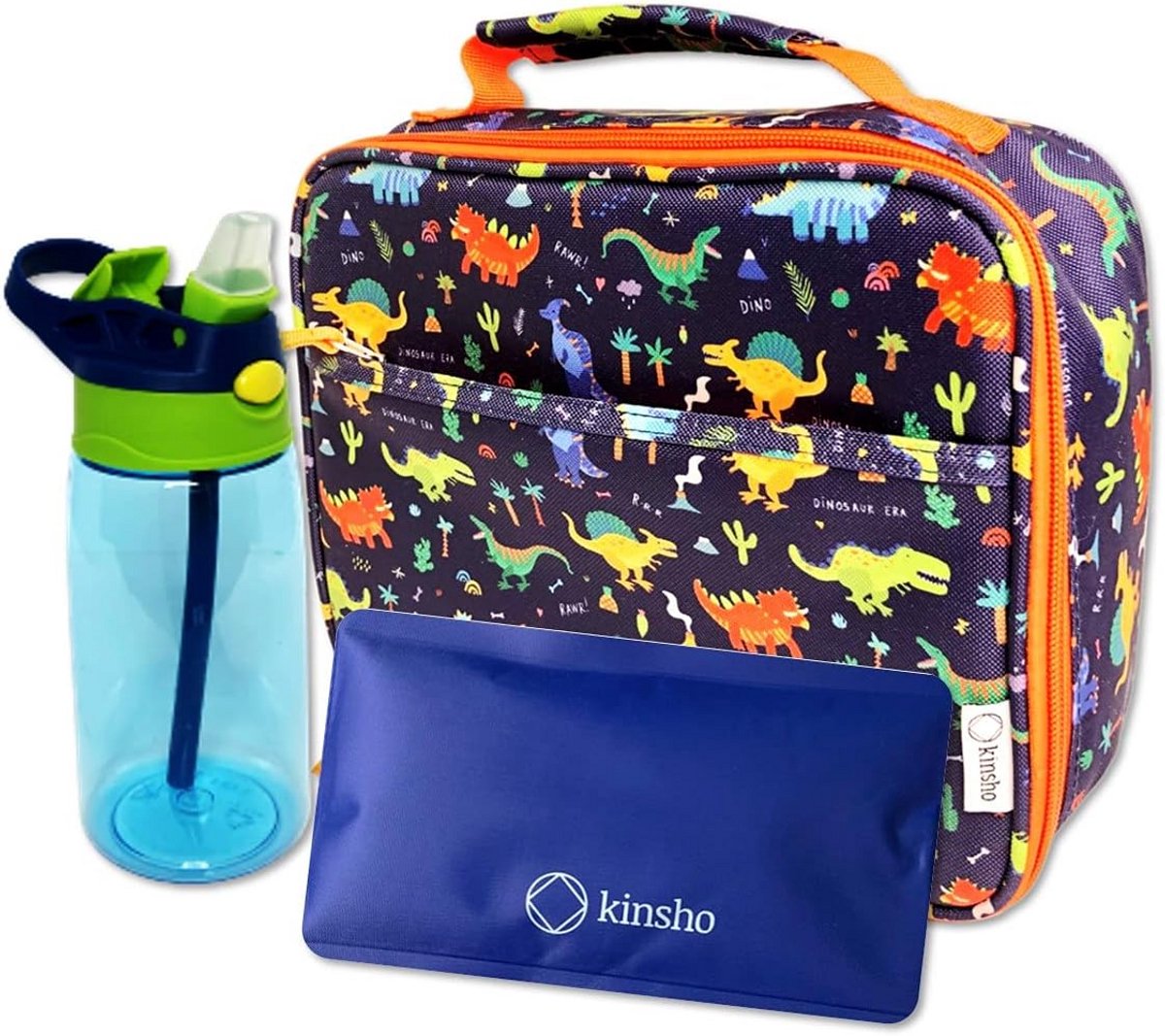 Lunchtas voor Kinderen met Drinkfles en Koenigspakket, Dinosaurus Thema