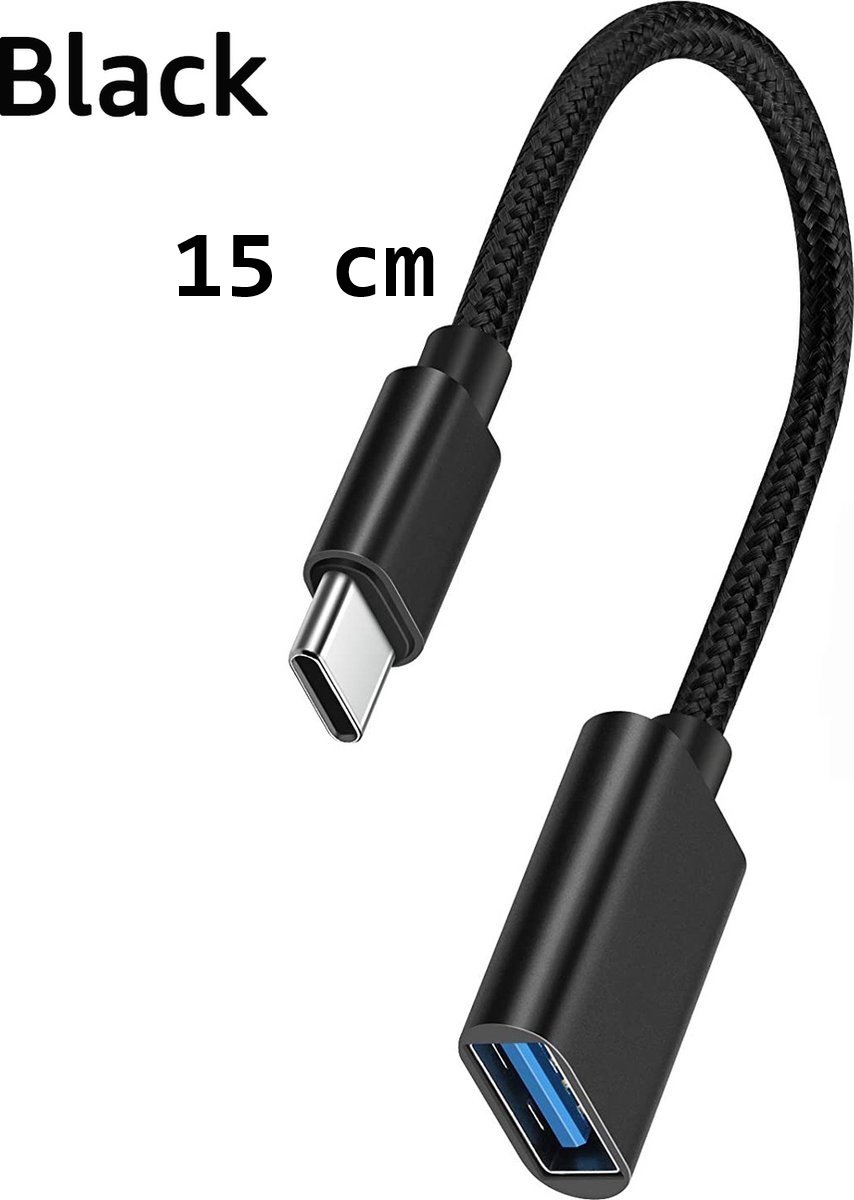 Han‑Bar® Type-C OTG Kabeladapter – USB naar USB-C | USB 3.0 | 5Gbps | Zwart