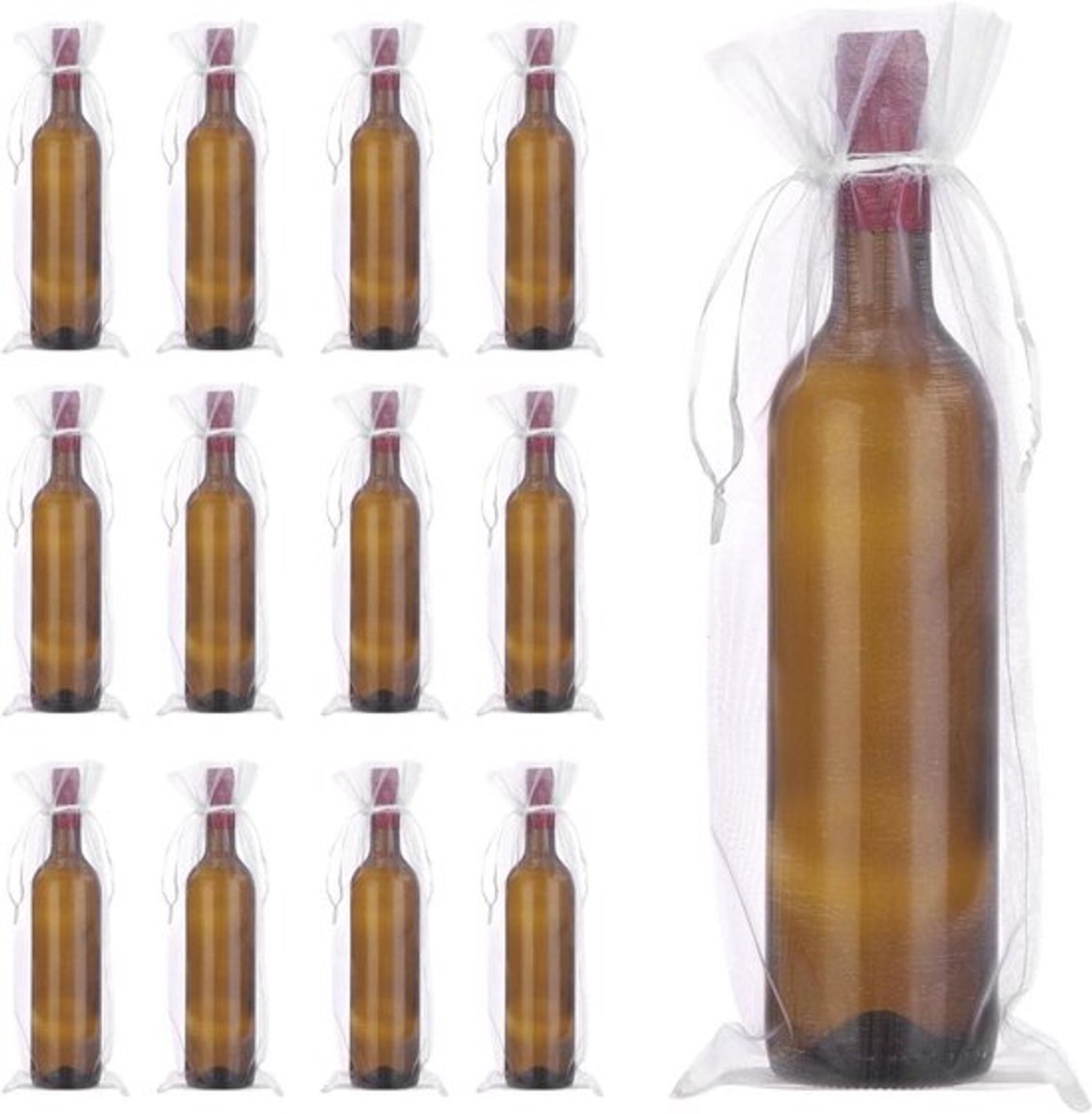 Organza wijnzakken, 30 stuks, transparant, cadeauzakjes, bruiloft, verjaardag, feest.