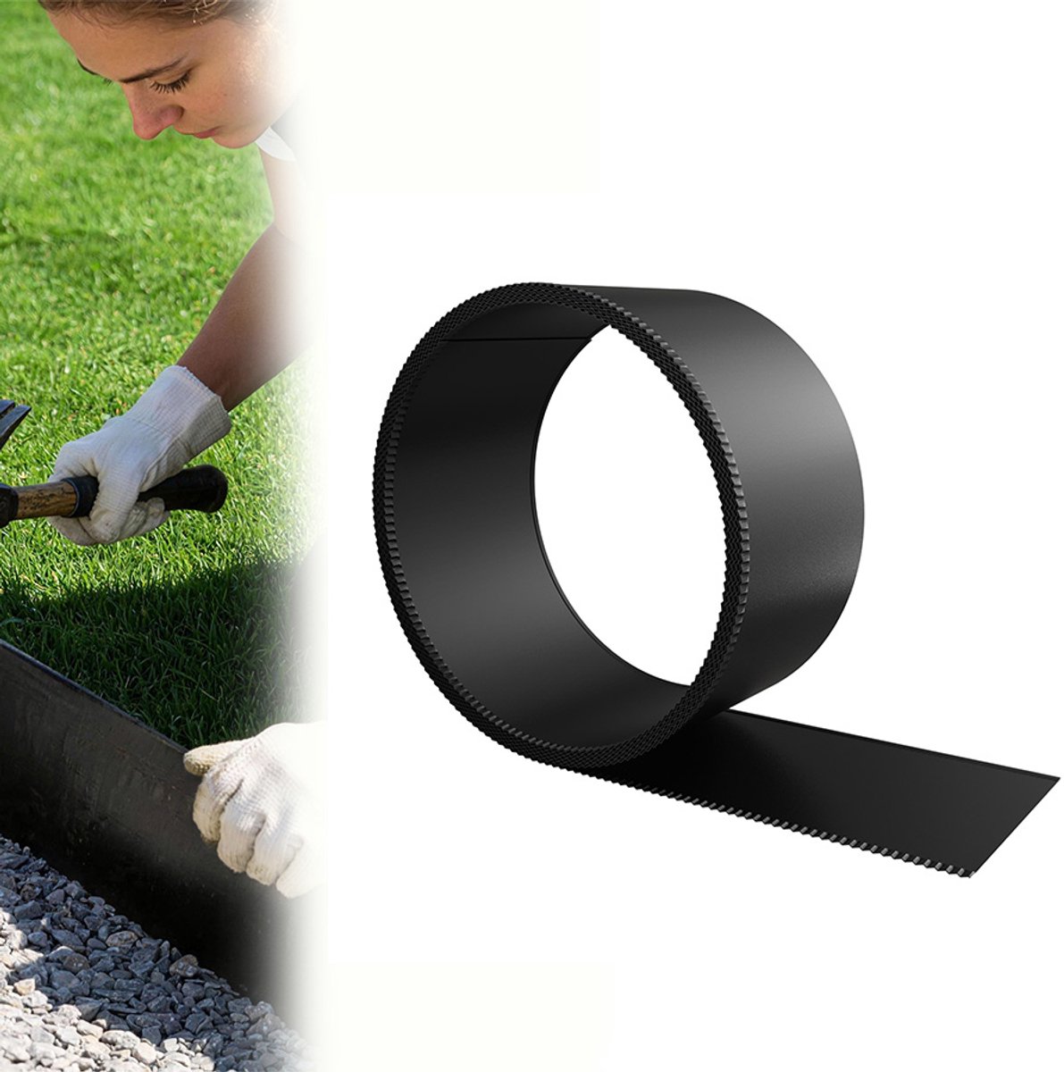Aufun 10 meter gazonrand - hoogte 15 cm - zwart - metalen gazonrand - geschikt voor tuinen, binnenplaatsen, bloembedden