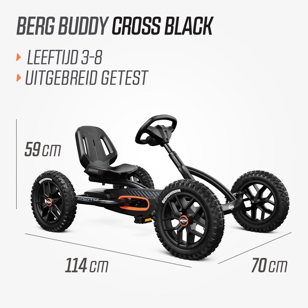 BERG Buddy Cross Black Skelter - 3+ Jaar - All Terrain Luchtbanden - Verstelbare Stoel - Vrijloopautomaat - Zwart — afbeelding 5