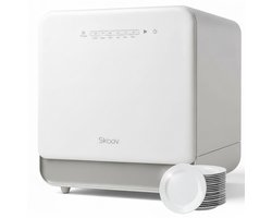 Skoov Mini Vaatwasser met waterreservoir - 3 couverts - 6 wasprogramma's - Extra stil - Kleine smalle vrijstaande afwasmachine - Camping - Wit