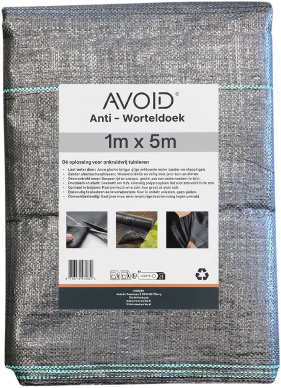 AVOID Anti Worteldoek 1x5m - Grondzeil tegen Onkruid - 110 g/m² - Gronddoek
