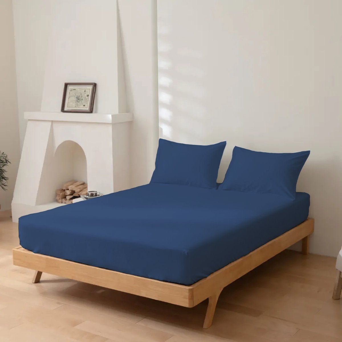 Dreamers Den - Hoeslaken - 100% Katoen Percaline - Katoen - Donker Blauw - 140x200cm - 28cm Hoekhoogte