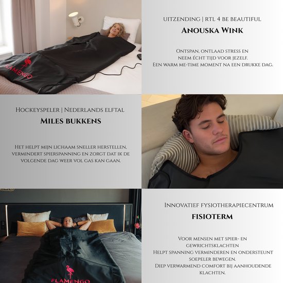 Flamengo® Infrarood Sauna Deken PRO + Wrap Inleghanddoek – High-End Warmtebeleving vergelijkbaar met premium infrarood sauna’s - Mobiele draagbare saunadeken incl. draagtas