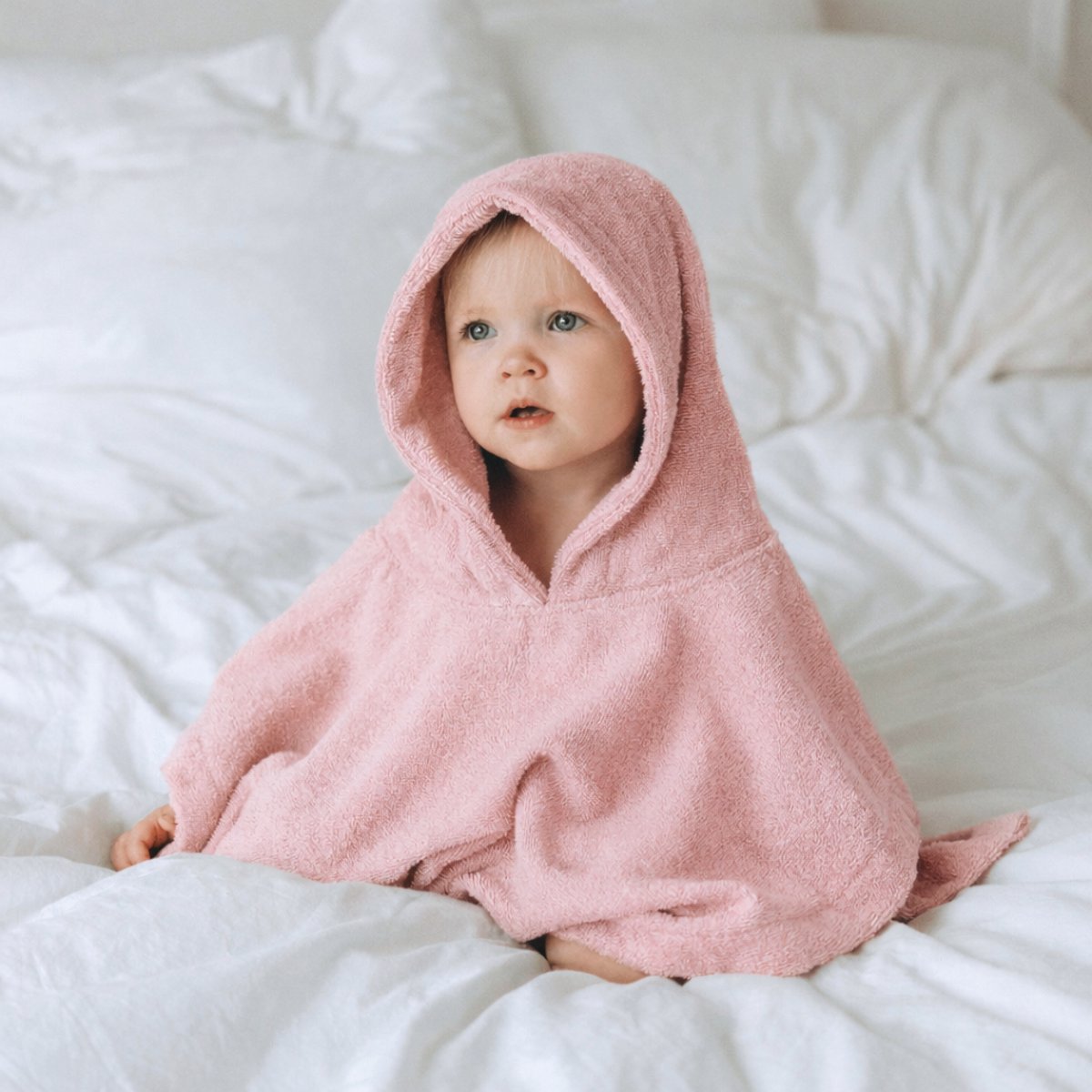Luxe Speenkoorden - badponcho met capuchon baby - roze - zwemmen - vakantie