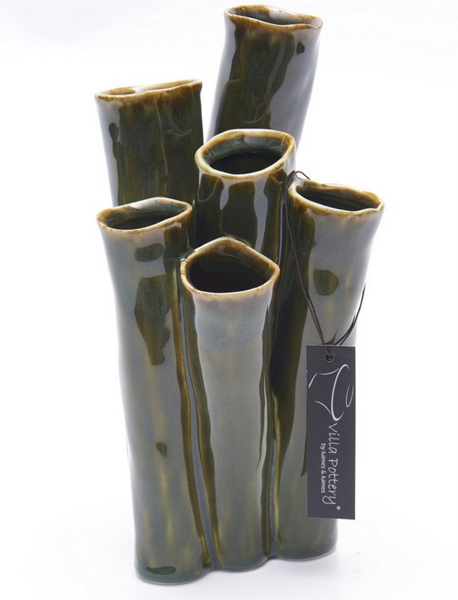 Villa Pottery Vaas - Villa Pottery - Decoratie - Woondecoratie - porselein - waterdicht - New Juul 1_3 Dark Green Groen