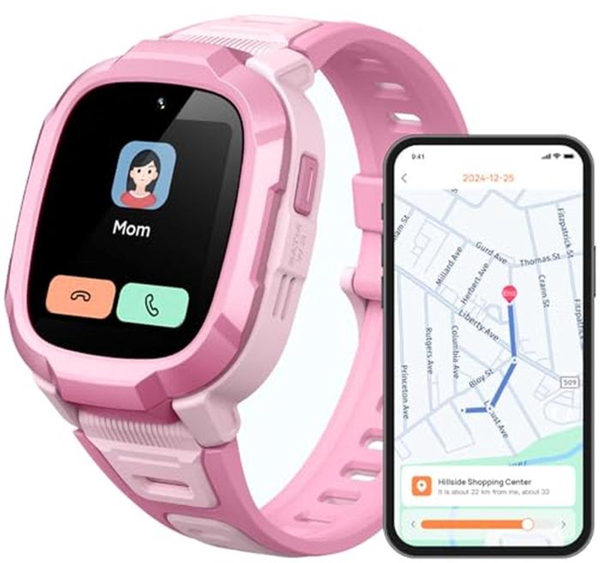 Slimme Kinderwatch met GPS, Pedometer en HD Video, Waterdichte Kids Smartwatch met Camera en SOS Knop (Roze)