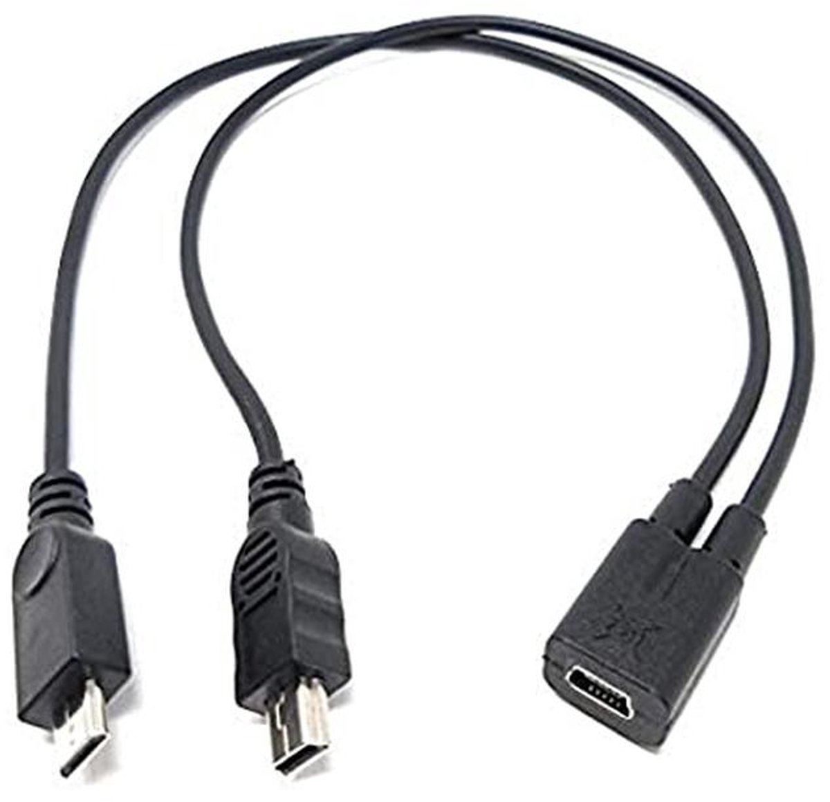 USB 2.0 Y-kabel splitter 25cm mini B naar micro B