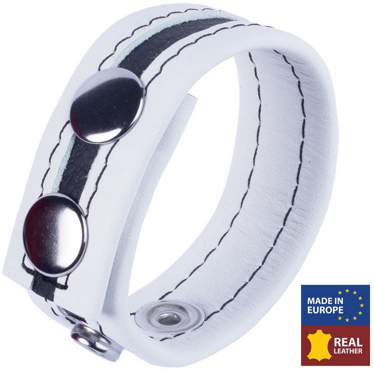 Red Leather - Tippy - Leren Cockring - Wit