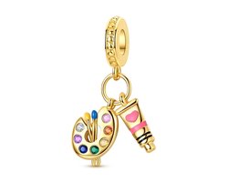 foto van Fler® | Bedel | Past op populaire bedelarmbanden (standaard - 3mm) | Schilders Palet & Verftube Bedel | Hangbedel Charm | 925 sterling zilver | Armband Kraal | Valentijnsdag Cadeau | Sinterklaas kado | Kerstcadeau | Verjaardagsgeschenk | Vriendschap