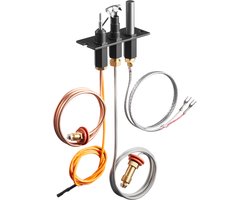 VEVOR Aardgaswaakvlambrander, OE 485-510A, 4021-736, 2103-010 Gasontstekingsset voor Open Haarden, Vervanging voor Aardgasontsteking, Compatibel met Quadra-Fire, Heat & Glo, Heatilator-Modellen, Zwart
