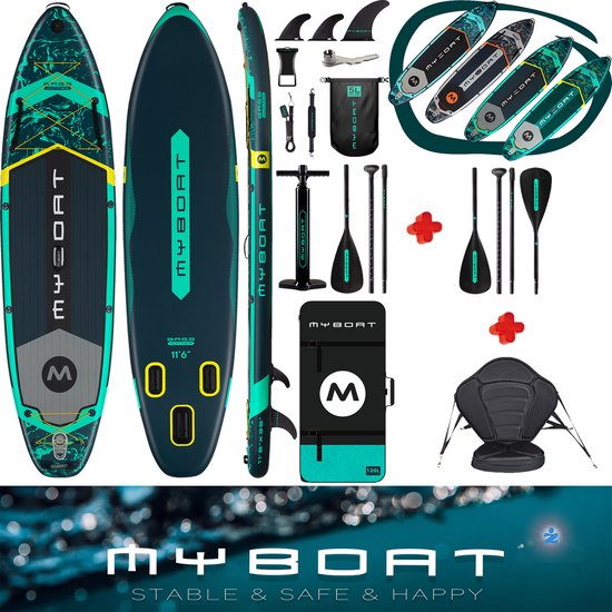 MyBoat BassHunter XL SUP Board - Touring Set - 350cm - 2 Personen