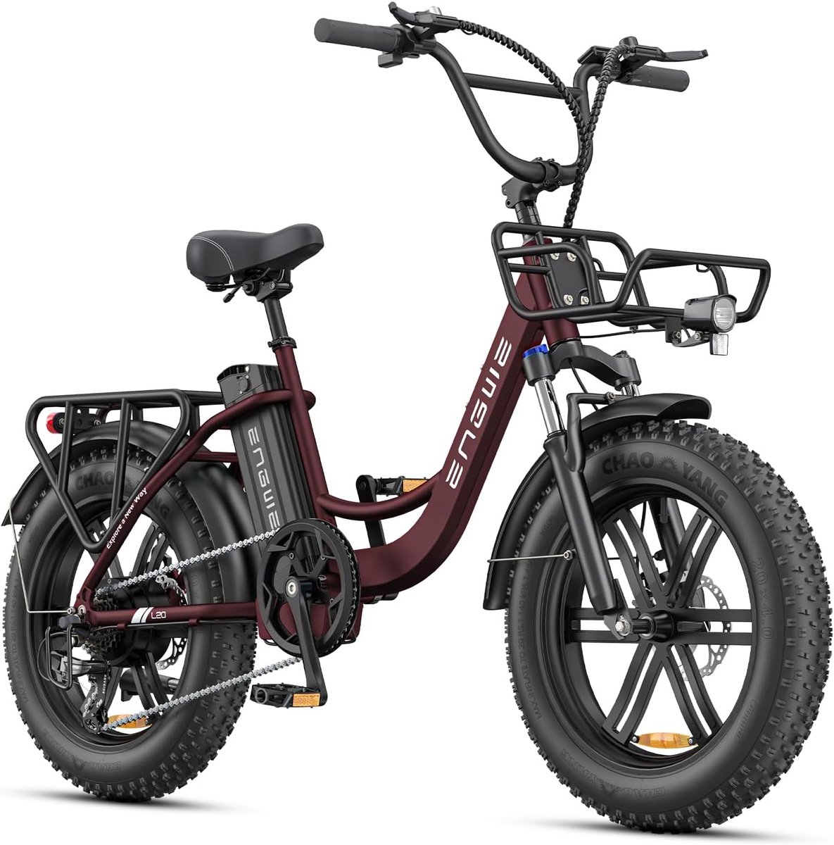 ENGWE L20 Boost Elektrische fiets - 20 * 4.0 Inch - Actieradius 120km - Verwijderbare batterij 48V13Ah - Motor 250W - Shimano 7 versnellingen - LCD Display- Mechanische Schijfremmen - 20 Inch Commuter E-Bike - Rood