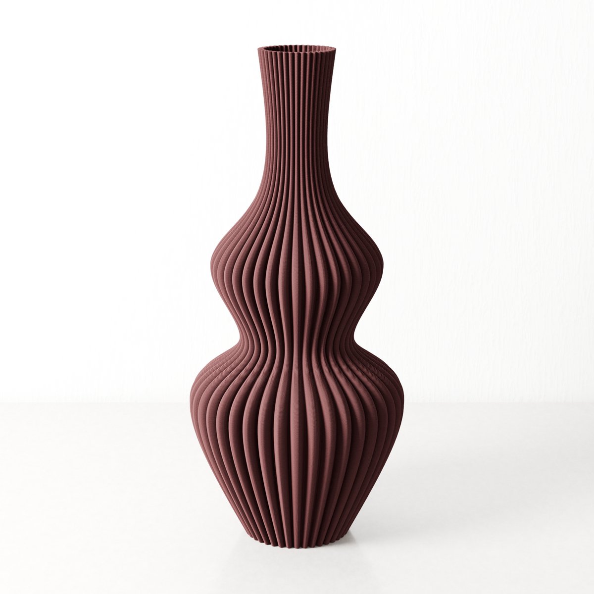 Fleuriek Grote Vaas - Rood - H50 cm - Vaas voor zijden bloemen - Moderne decoratieve vaas gemaakt van duurzaam kunststof - Geribbelde vaas