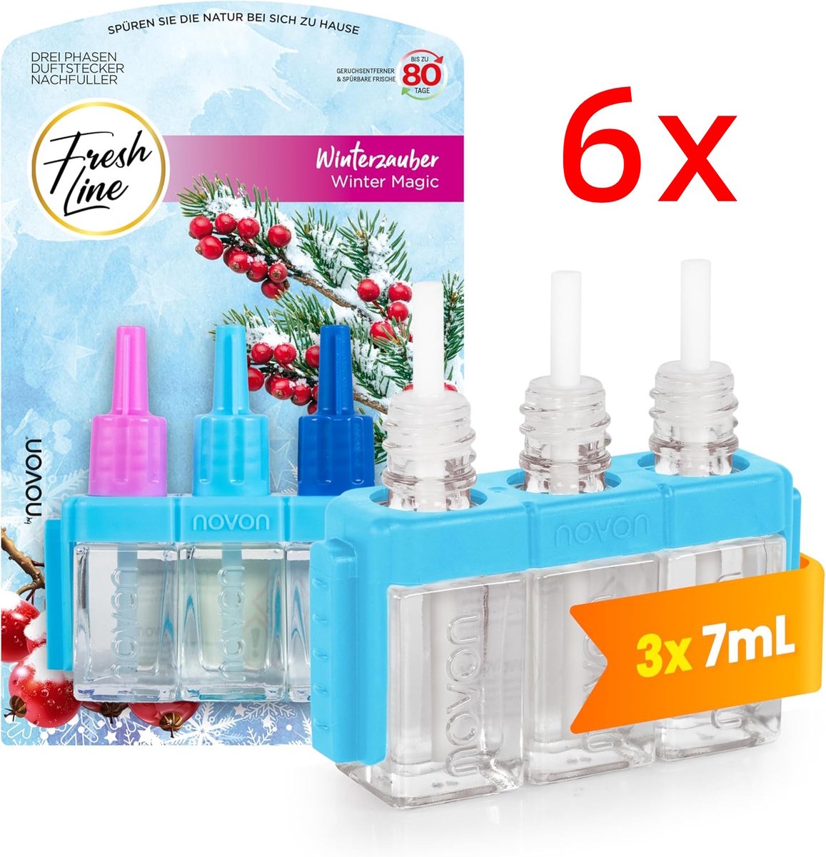 Fresh Line® - Luchtverfrisser Navullingen 6 stuks - Winter Magic - Werkt met Ambi pur/Ferbreze 3VOLUTION