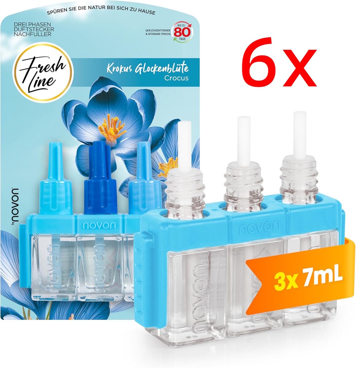 Fresh Line® - Luchtverfrisser Navullingen 6 stuks - Crocus - Werkt met Ambi pur/Ferbreze 3VOLUTION