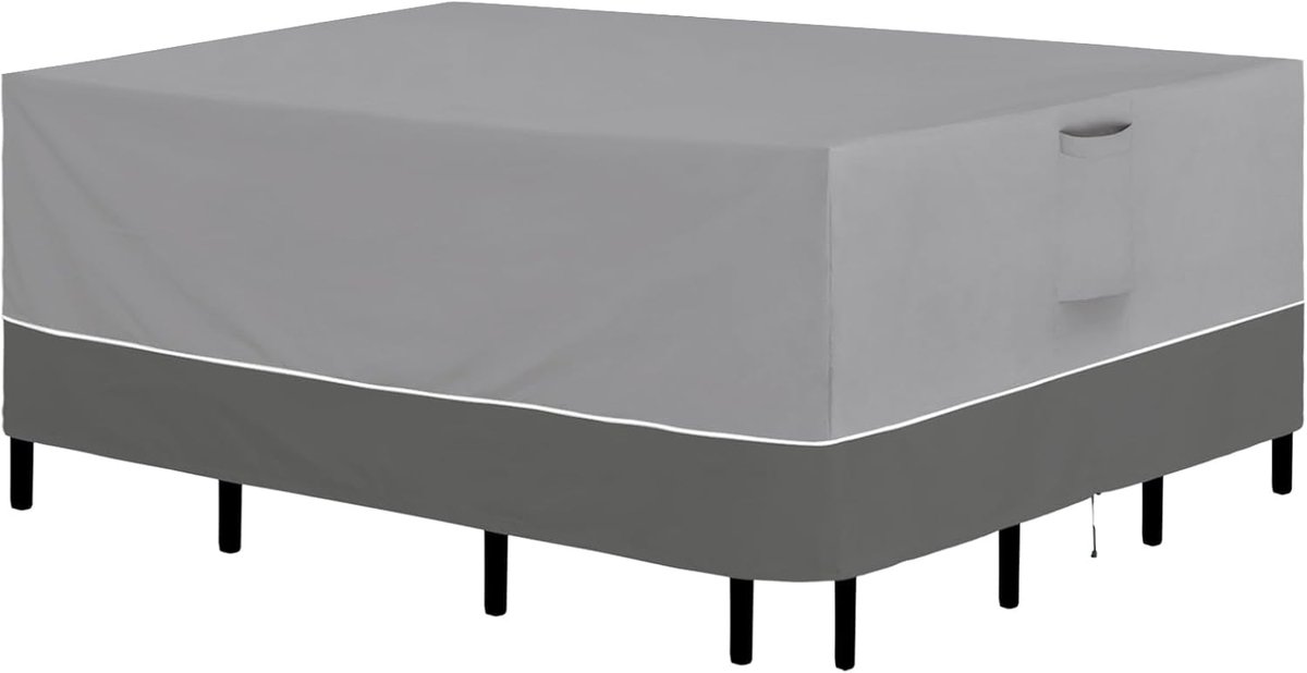Famanu Tuinmeubelhoes 279 x 213 cm - rechthoekige buitentafel en stoelset - waterdichte hoezen voor sectionele banken voor buiten - grijs/donkergrijs