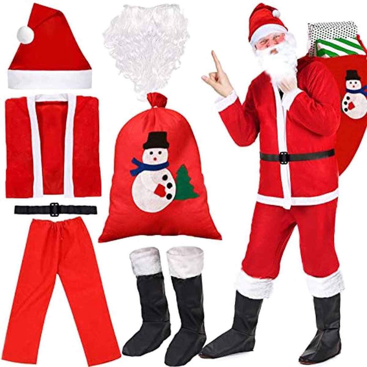 Heren 7-delige kerstman kostuum voor Sinterklaas en kerstfeest