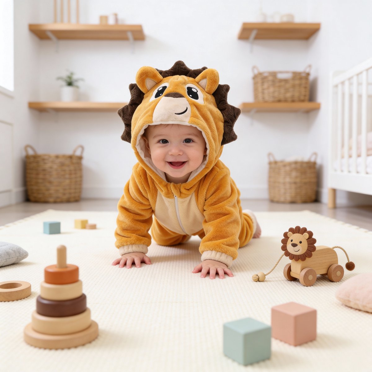 JAXY Baby Onesie - Carnavalskleding Kinderen - Verkleedkleren Jongen en Meisje - Verkleedkleding Kind - Romper - EU (label 90) - Lion — afbeelding 3