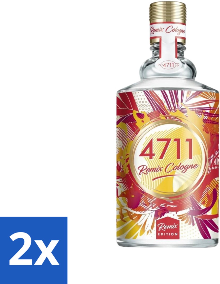 2 x 4711 - Remix Cologne - Eau De Cologne Spray - Grapefruit - Unisex - 100 ml - 4711 Remix Cologne Grapefruit - Grapefruit Geur - Uniseks Parfum - Eau De Cologne - Citrus Geur