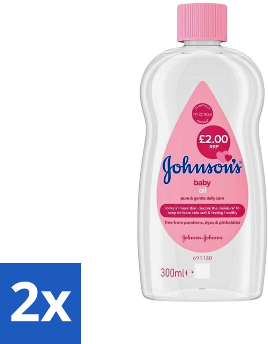 2 x Johnson's - Baby Olie - Puur & Zacht - 300 ml - Babyolie - Babyhuid - Hydratatie - Babymassage - Hypoallergeen