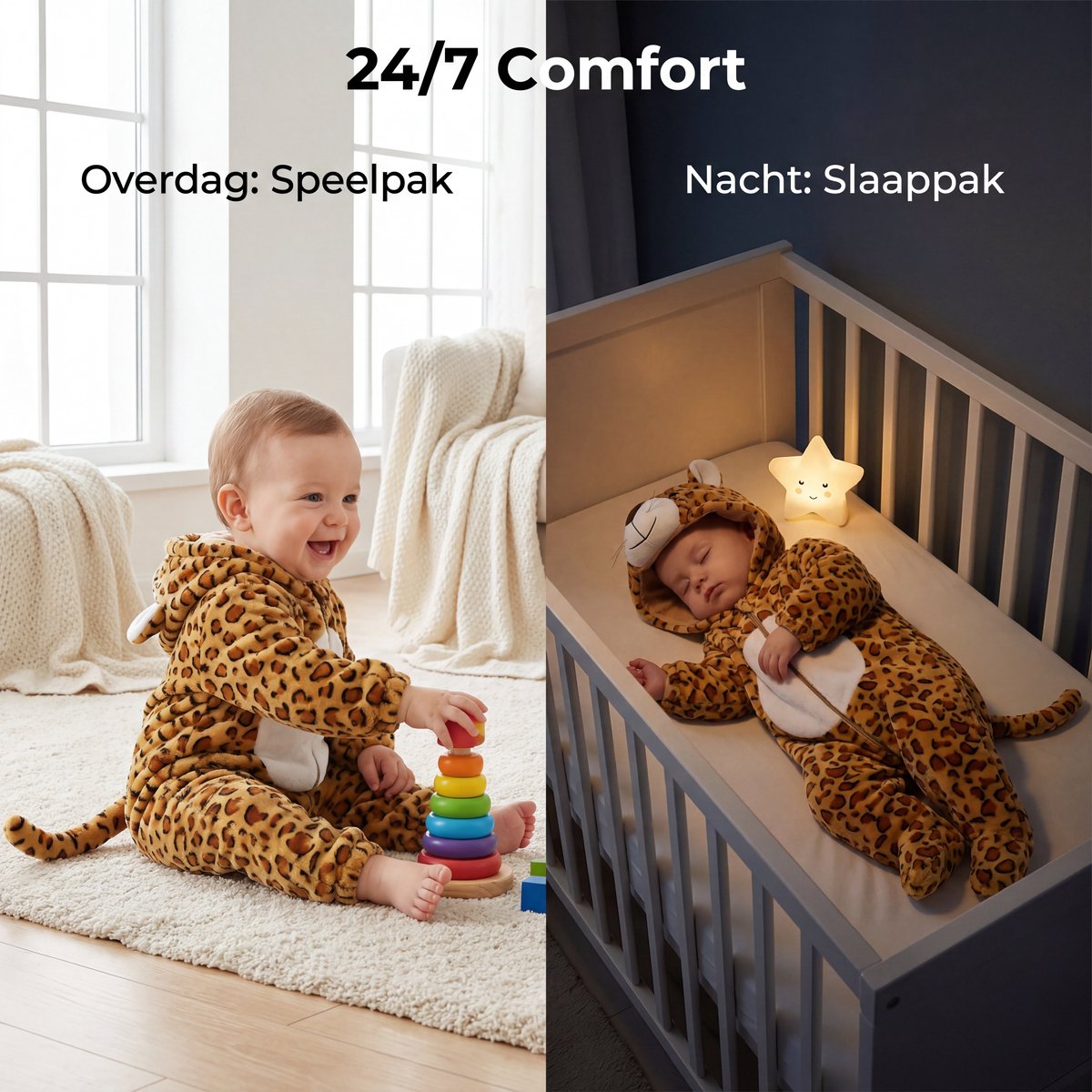 JAXY Baby Onesie - Carnavalskleding Kinderen - Verkleedkleren Jongen en Meisje - Verkleedkleding - Romper - EU (label 120) - Luipaard Witte Buik — afbeelding 6