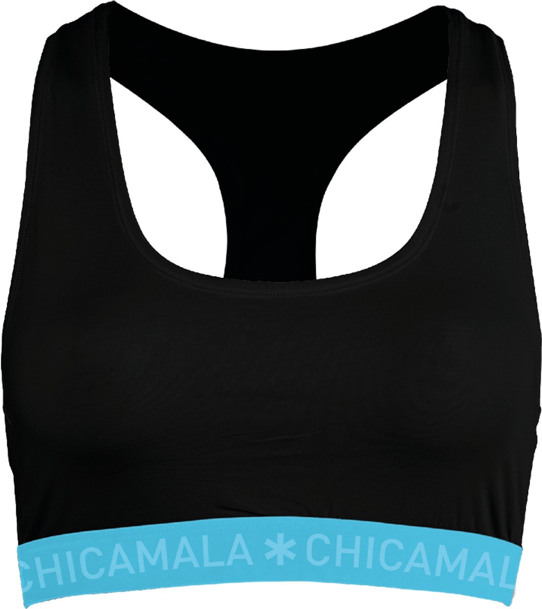 Muchachomalo Chicamala – Dames Racerback - BH zonder beugel – Dames Ondergoed – Lingerie - Sport BH – Kleding - 95% Katoen – Dames kleding Zwart